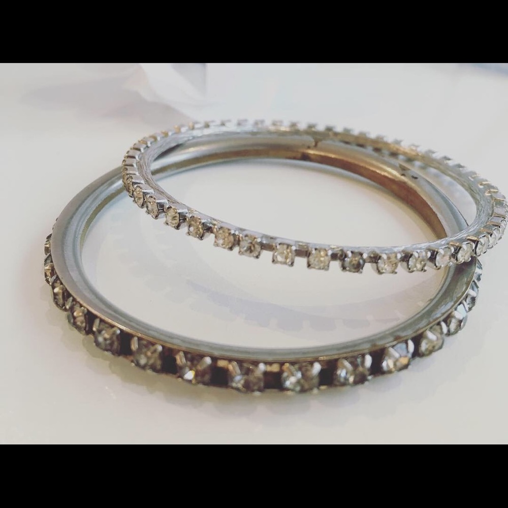 Vintage Rhinestone Bangle Bracelets - image 1